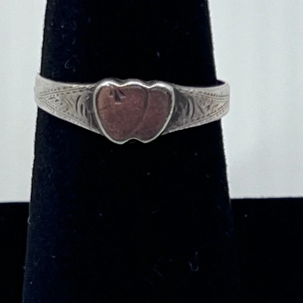 Unbranded Double Heart Coin Silver Rings Womens Size 8.25 Silver Fair Victorian
